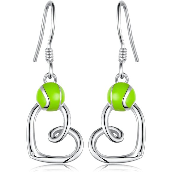 Sports Sterling Silver Dangle Tennis Earrings with Cubic Zirconia for Women